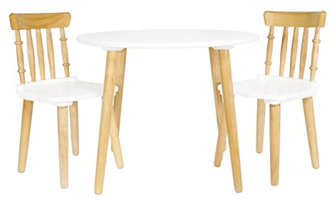 Le Toy Van - TV603 - Tisch und 2 Stühle für Kinder, 3-6 Jahre, aus FSC-zertifiziertem Holz und Farben auf Wasserbasis, Tischmaße L 60 x T 60 x H 46 cm, Stuhl Maße L 28 x B 32 x H 55 cm