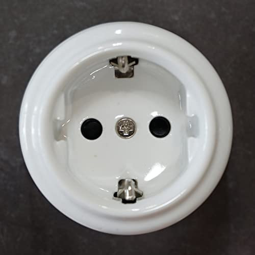 Base Enchufe Schuko Vintage Enchufes de Porcelana pared con toma de tierra 240V,16A