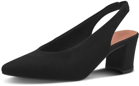 MARCO TOZZI Damen Slingpumps aus Leder mit Blockabsatz, Schwarz (Schwarz), 40 EU