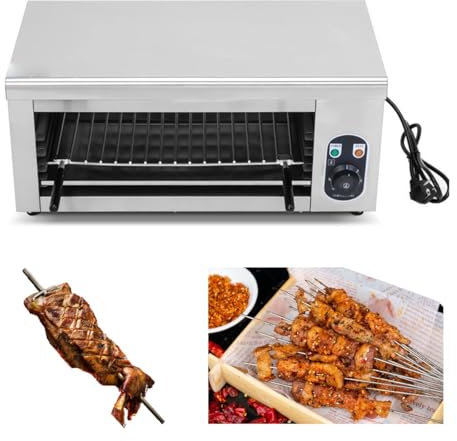 Parrilla for salamandra de encimera, parrilla eléctrica for derretir queso, parrilla for bistec comercial con temperatura ajustable de 120 a 570 °F, horno tostador for derretir queso de acero inoxidab
