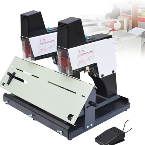 Grapadora De Sillar Eléctrica, Grapadora Encuadernadora Rápida Automática Con Pedal, Grosor Ajustable 100Mm, 1-9 Niveles De Intensidad Ajustables, Para El Hogar, Escuela, Oficina Y Negocios,Doublehead