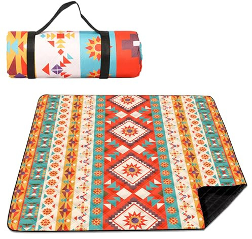 LengSuaa Waterproof Picnic Blanket, Foldable Sandproof Beach Mat with Carry Handle, Washable Picnic Mat 200 x 200 for Camping, Park, Garden, Beach, Outdoor