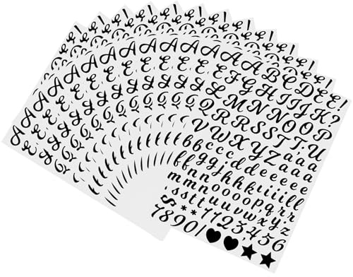 Classicseali 1768 pegatinas de letras negras, letras adhesivas del alfabeto, letras adhesivas de vinilo negro, pegatinas de letras para el álbum de recortes DIY arte decorativo, carteles, buzones
