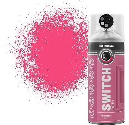 Rust-Oleum Switch 5 in 1 Nozzle Multi Surface Topcoat Decorative Spray Paint Aerosol 400ml Pink Freesia Satin Finish