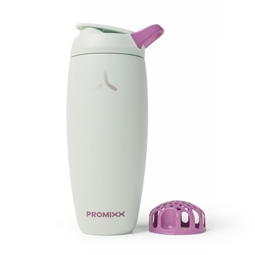 Promixx Pursuit Insulated Shaker Bottle – 24oz Double-Wall Stainless Steel Protein Mixer with Snap-Fit Agitator for Smooth Ice-Cold Shakes – Leak-Proof Gym Shaker Cup for Fitness – Seagrass Green