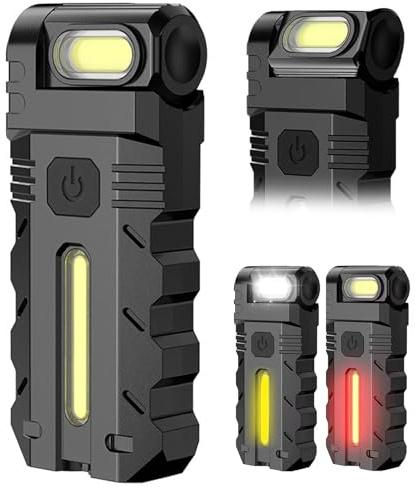 180° Rotating Head Led Work Light, Dual-Light Source Swivial LED Flashlight, Magnetic EDC Flat Flashlight, Pocket Flashlight with Clip, Rechargeable Waterproof Flashlight for Camping, Work, Repair