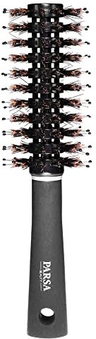 PARSA Beauty Trend Line Haarbürste – Rundbürste (Schwarz) mit Mischborsten für Volumen und Fülle beim Föhnen – Haarbürste ohne Ziepen