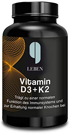 9 Leben® PREMIUM Vitamin D3 K2 hochdosiert [FÜR GESUNDE KNOCHEN] - 180 Kapseln | 5.000 IE Vitamin D3 + 100 µg Vitamin K2 MK-7 - LABORGEPRÜFT & vegan