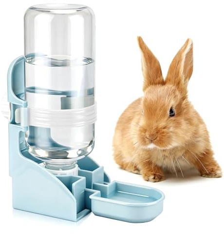 Rypet Rabbit Water Bottle No Drip - 17oz Hanging Water Fountain Automatic Dispenser Pet Cage Water Feeder for Bunny Chinchilla Guinea Pig Hedgehog Ferret Blue