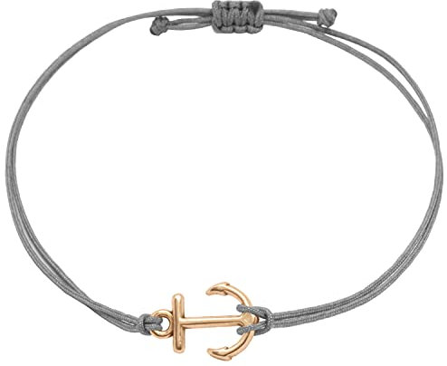 Selfmade Jewelry Armband Damen Roségold Anker Handgemachtes Makramee-Armkettchen Größenverstellbar Inkl. Geschenk-Verpackung (Rosegold - Grau)