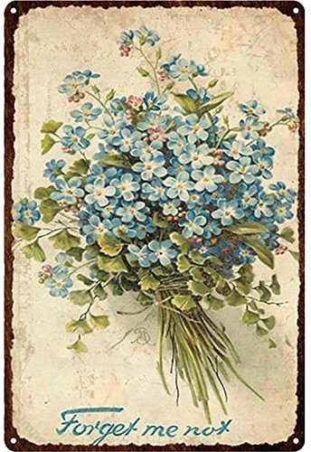 Demiawaking Targa in Metallo Vintage Antiruggine Poster da Parete Fiori Pittura in Ferro Quadri Vintage Targhe Metallo Decorative per Camera da Letto,Soggiorno,Ristorante, Bar 20x30cm (H)