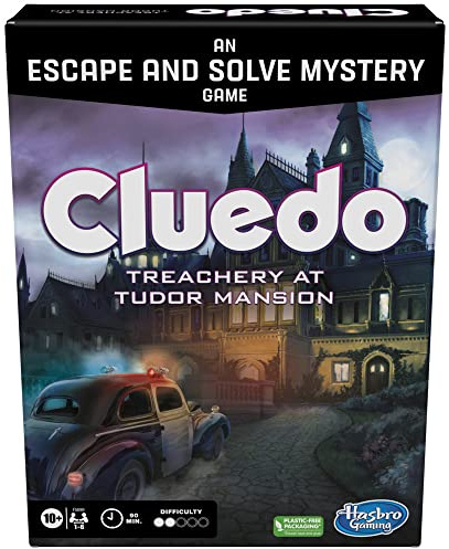 Hasbro Gaming Cluedo Treachery at Tudor Mansion, Escape Room Family Board Game for 1-6 Players, Detective Games for Boys and Girls, Fun Toy