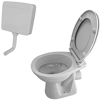 Belvit Stand WC Grau Abgang Wand mit Softclose-Deckel und Spülkasten