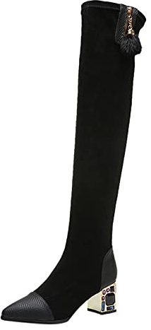 Kobilee Stivali Donna con Tacco Eleganti Caldo Polpaccio Anfibi Lunghi Elasticizzati Morbidi Invernali Gambale Largo Curvy Alti Pelle Comodi Stivaletti Sopra Ginocchio