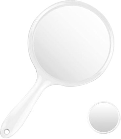 Littlegaofeithing Double Face Miroir a Main, Miroir à Main avec Poignée, Multi-Usages Transparent Grossissant Miroir1x/ 2X, Adapté au Maquillage Quotidien des Femmes.
