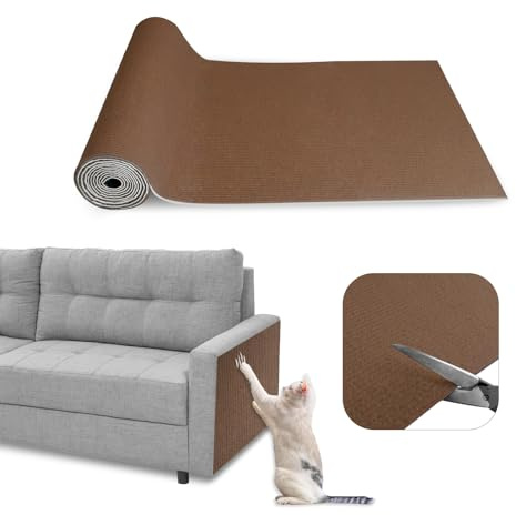 SDLDEER Tapis griffoir autocollant - 40 cm x 200 cm - Protection contre les rayures - Pour canapé, chat - Autocollant - Planches à gratter - Pour protéger les meubles (marron)