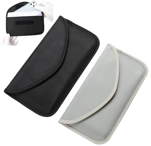 Helweet Faraday - Funda antirastreo para teléfono móvil, protección contra radiaciones, función de bloqueo de señal, protección RFID, para teléfono móvil de hasta 6,5 pulgadas, llave de coche y