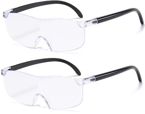 2 StüCk Lupenbrille, 300% Vergrößerungsbrille, Brillenlupe,Lese Lupenbrille, für Naharbeit, Lesen,Perfekt für Fernarbeit,Lesen,Nähen, Basteln,Reparaturen und Ältere Menschen