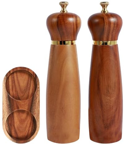 Macinasale e pepe Set | Macinaspezie regolabile | Mulino manuale in legno regolabile per arte della tavola, decorazione, pic-nic, cucina e campeggio – pratici strumenti da cucina per la ma