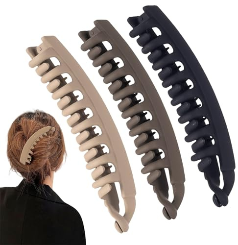 Muorruo 3 piezas de pinzas para el cabello tipo plátano, grandes horquillas antideslizantes para mujeres, peines dobles clásicos, accesorios para cabello grueso, fino, rizado, largo y corto