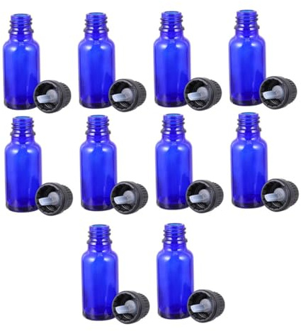 Anneome 12pcs Glass Empty Essential Oil Bottle Blue Cap Perfume Sample Bottles for Cosmetic Packaging for Lids and Oil Dispenser Storage