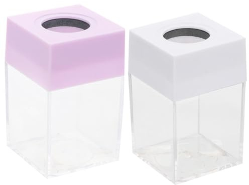 UKCOCO Lot de 2 Boîtes Carrées à Trombones Magnétiques 2 Pièces Plastique Transparent Couleur Macaron Conteneur Porte-trombones Bureau Accessoires Bureautique