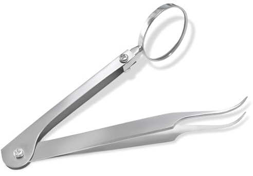 InstrumenteNrw Pinzette mit Glas Lupe als Zeckenpinzette - Lupenpinzette zur Vergrößerung als Zeckenentferner - Edelstahl - 13 cm
