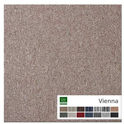 casa pura Carpet Tile Vienna, Loose Lay Carpet Tiles 50x50 cm | Bitumen Back Commercial Floor Carpet Squares for Interior, Carpet Plank Boards, 4 Pieces (1 m²) | Taupe
