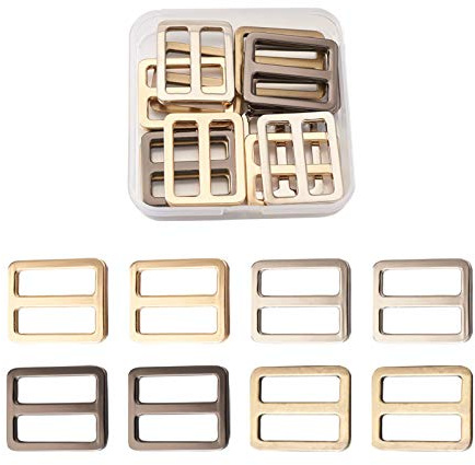 Pandahall 16pcs 1 Inch Metal Tri-Glide Slider Buckles Webbing Strap Adjustable Buckle Fasteners for Strap Keeper Leathercraft Bag Belt Bags (4 Colors)