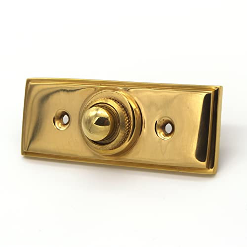 Ventano Plaque de sonnette antique avec 1 bouton de sonnette en laiton poli Art Nouveau – Fabriqué à la main selon un modèle historique