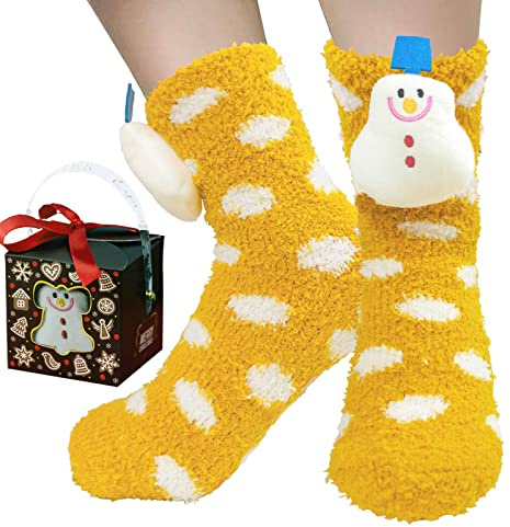 BINXWA Calze Antiscivolo Donna, Idee Regalo Natale, Calzini Termici Con Confezione Regalo