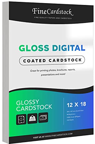 Double-Sided Gloss Digital C2S Cardstock – Perfect for Color Laser Printing, Design Proposals, Flyers, Brochures | 12 x 18 | Glossy 100lb Cover | 94 Bright | Acid Free, Coated Finish | 100 Sheets