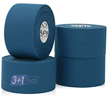 OK TAPE Sporttape Athletic Sport Tape(4 Rollen) 3.8cm×13.7m Weiß Tape Reißbares Profi Sport Tape Sport Tapeverband Fingertape,Blau