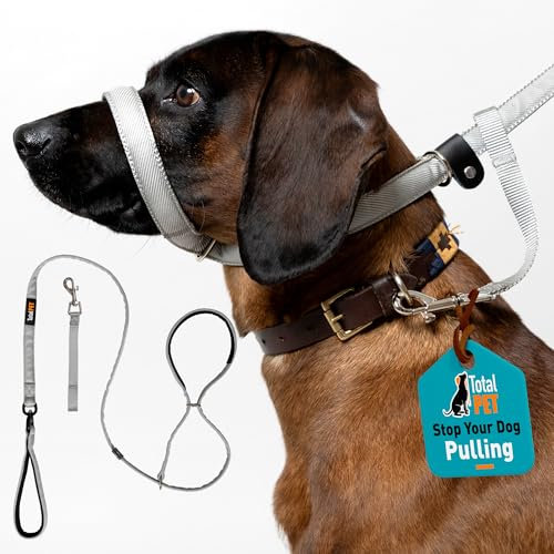 Total Pet Figure of 8 Dog Lead Flat with Anti Tangle Swivel Mechanism – Anti Pull Stop Dogs Pulling – Slip Leads Reflective with Padded Nose Support - 210cm