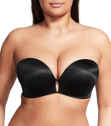 Victoria's Secret Bombshell Push Up Strapless Bra, Add 2 Cup Sizes (32A-38C), Black, 32B