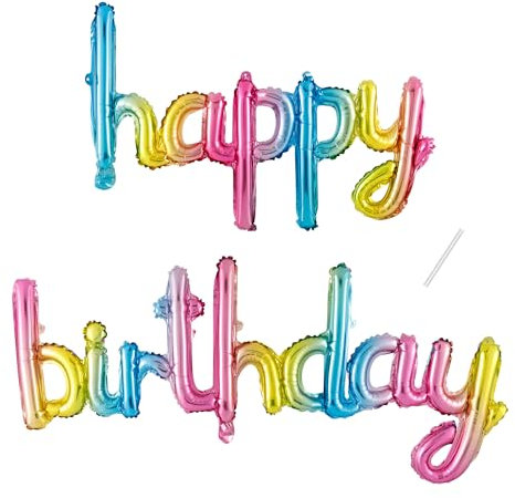 Happy Birthday Ballon,Regenbogen Folienballon Happy Birthday Girlande Deko,Happy Birthday Luftballon Banner für Birthday Party Dekoration,Kinder Männer Frauen