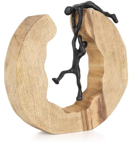 Moritz Skulptur I Teamwork Teamarbeit schwarz I 28 x 6 x 28,5 cm I Holzdeko I Skulpturen Deko I Modern I Wohnzimmer I aus Holz I Holzskulptur