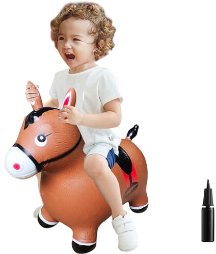 ZHUYNXIR Inflatable Bouncy Horse Toy,Kid Jumping Horse Toy, Kid Favorite Jumping Toy.Perfect for Birthday, Bouncy Horse Brown.