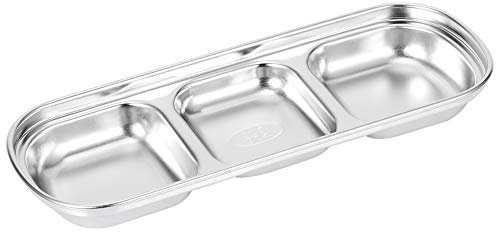 Cuencos Para Mojar, 2 Rejillas/3 Rejillas Cuencos Para Salsa Para Mojar De Acero Inoxidable Platos De Fondue Divididos Cuencos Para Platos De Salsa Para Guarniciones De Salsa Condimentos(3 rejillas)