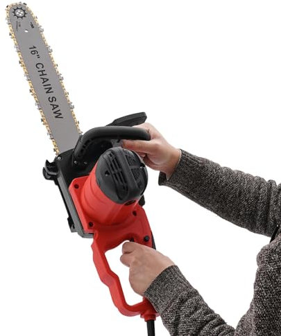 Motosierra eléctrica profesional con batería, 2000 W, 40 cm, sin escobillas, 800 r/min, velocidad de corte de 650 m/min, cable de alimentación de 4,92 pies, engrasador automático