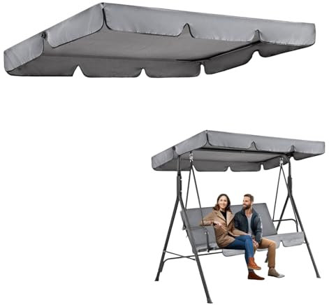 Toldo de repuesto para columpio de jardín, toldo de repuesto para columpio de 3 plazas, impermeable, resistente al viento, para patio al aire libre (gris)