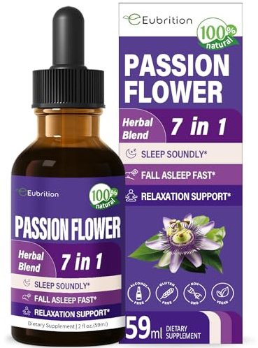 Eubrition Herbal Drops, Extract with Passion Flower Valerian Root Chamomile Support Sleep Soundly, Fall Asleep Fast & Relaxation. 2oz