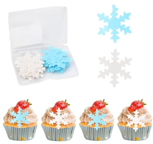 Kit de Decoración de Pasteles Frozen con 50 Piezas - Copos de Nieve Comestibles para Cumpleaños