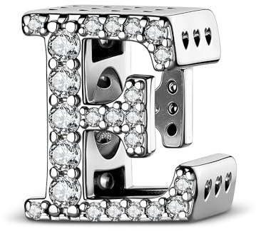 ChenYuTe 925 sterlingsilver bokstavsberlocker A~Z 5A zirkon bokstäver berlocker pärla alfabet berlock kompatibel med europeiska armband och halsband, Sterlingsilver, Kubisk zirkonia