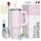 BIGRD 40 oz Travel Water Bottle,Thermal Mug, Double-Walled Stainless Steel Vacuum Leak-Proof Drinking Cup with Handle and Straw, Coffee Mug for Cold Hot, Pink