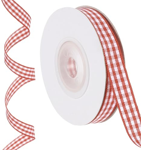 PATIKIL 10 Yardas x 0.4 Cinta de Cuadros tela rayada Cintas de Regalo | Rojo Oscuro Y Blanco, para Arcos de Acción de Gracias Coronas Manualidades Cumpleaños Bodas