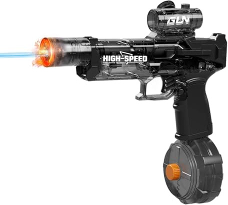 2025 Nueva pistola de agua eléctrica con efectos de luz de llama realistas retroceso simulado, pistola de agua automática recargable juguete de agua para piscina de verano para niños, adultos