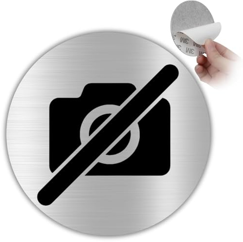 LEIASA | Segnale adesivo Divieto di Fare Foto - Diametro Ø 100 mm - Spessore 0,8 mm - Alluminio - Cartello Divieto Fotografare - Segno No Foto - Cartello adesivo 3M Divieto di Scattare Foto