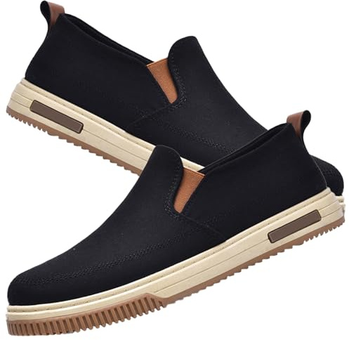 AEHO Scarpa Uomo per Fascite Plantare Scarpe Slip on Pianta Larga Sneaker Casual Senza Lacci Sneakers da Passeggio Ortopediche comode,Nero,42 EU
