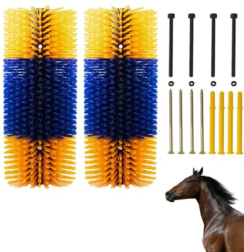 2 Pcs Livestock Scratching Brushes, Full Grooming Massage Scratcher for Back Itch Relief & Keep Cleaning, Skin-friendly Grooming & Scratching Brushes for Horse, Pig, Goat, Cattle Supplies